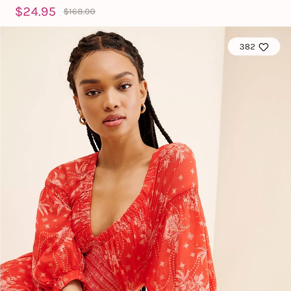 Red Floral V-Neck Dress - Picture 10 of 10
